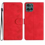 For Motorola Edge 50 5G Seven Butterflies Embossed Leather Phone Case(Red)