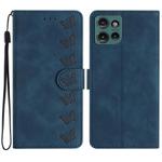 For Motorola Edge 50 5G Seven Butterflies Embossed Leather Phone Case(Blue)