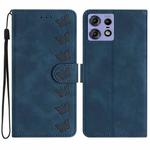 For Motorola Edge 50 Pro Seven Butterflies Embossed Leather Phone Case(Blue)