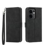 For OPPO Reno13 F 4G / 5G Dierfeng Dream Line TPU Hybrid PU Leather Phone Case(Black)