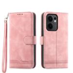 For OPPO Reno13 F 4G / 5G Dierfeng Dream Line TPU Hybrid PU Leather Phone Case(Pink)