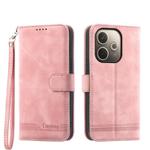 For OPPO A5 PRO 5G Global Dierfeng Dream Line TPU Hybrid PU Leather Phone Case(Pink)