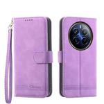 For Realme 12 Pro+ Dierfeng Dream Line TPU + PU Leather Phone Case(Purple)