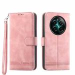 For Realme 12+ Dierfeng Dream Line TPU + PU Leather Phone Case(Pink)