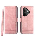 For Realme GT 6 Global Dierfeng Dream Line TPU + PU Leather Phone Case(Pink)