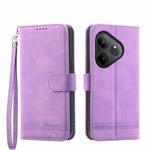 For Realme GT 6 Global Dierfeng Dream Line TPU + PU Leather Phone Case(Purple)