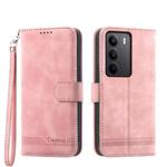 For Realme C75 / Realme 14x Dierfeng Dream Line TPU Hybrid PU Leather Phone Case(Pink)