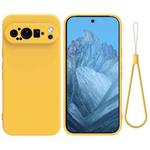 For Google Pixel 9 Pro Pure Color Liquid Silicone Shockproof Phone Case(Yellow)