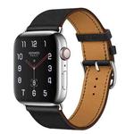 For Apple Watch Series 7 41mm / 6 & SE & 5 & 4 40mm / 3 & 2 & 1 38mm Leather  Watch Band(Black)