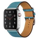 For Apple Watch Series 7 45mm / 6 & SE & 5 & 4 44mm / 3 & 2 & 1 42mm Leather  Watch Band(Blue)