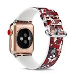 For Apple Watch Series 7 41mm / 6 & SE & 5 & 4 40mm / 3 & 2 & 1 38mm Floral Leather Watchband(F1)