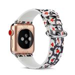 For Apple Watch Series 7 41mm / 6 & SE & 5 & 4 40mm / 3 & 2 & 1 38mm Floral Leather Watchband(F14)