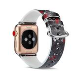 For Apple Watch Series 7 41mm / 6 & SE & 5 & 4 40mm / 3 & 2 & 1 38mm Floral Leather Watchband(F16)