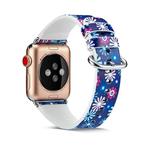For Apple Watch Series 7 41mm / 6 & SE & 5 & 4 40mm / 3 & 2 & 1 38mm Floral Leather Watchband(F20)