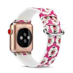 For Apple Watch Series 7 45mm / 6 & SE & 5 & 4 44mm / 3 & 2 & 1 42mm Floral Leather Watchband(F3)