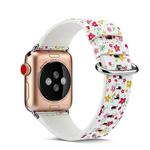 For Apple Watch Series 7 45mm / 6 & SE & 5 & 4 44mm / 3 & 2 & 1 42mm Floral Leather Watchband(F5)