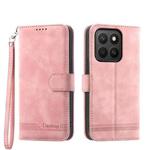 For Honor X8c 4G Dierfeng Dream Line TPU Hybrid PU Leather Phone Case(Pink)