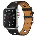 For Apple Watch Series 8&7 41mm / SE 2&6&SE&5&4 40mm / 3&2&1 38mm Leather Three Holes Watch Band(Black)