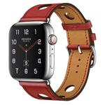 For Apple Watch Series 7 41mm / 6 & SE & 5 & 4 40mm / 3 & 2 & 1 38mm Leather Three Holes Watch Band(Red)