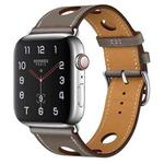 For Apple Watch Series 7 41mm / 6 & SE & 5 & 4 40mm / 3 & 2 & 1 38mm Leather Three Holes Watch Band(Grey)