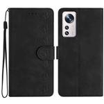 For Xiaomi 12 Lite Seven Butterflies Embossed Leather Phone Case(Black)