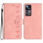 For Xiaomi 12T / 12T Pro Seven Butterflies Embossed Leather Phone Case(Pink)