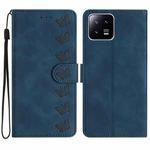 For Xiaomi 13 Seven Butterflies Embossed Leather Phone Case(Blue)