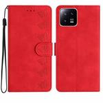 For Xiaomi 13 Pro Seven Butterflies Embossed Leather Phone Case(Red)