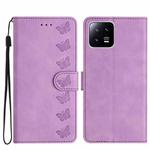 For Xiaomi 13 Pro Seven Butterflies Embossed Leather Phone Case(Purple)