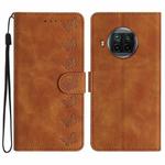 For Xiaomi Mi 10T Lite Seven Butterflies Embossed Leather Phone Case(Brown)