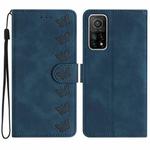 For Xiaomi Mi 10T / 10T Pro Seven Butterflies Embossed Leather Phone Case(Blue)