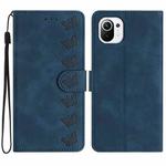 For Xiaomi Mi 11 Lite Seven Butterflies Embossed Leather Phone Case(Blue)