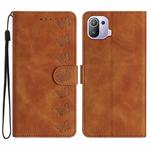 For Xiaomi Mi 11 Pro Seven Butterflies Embossed Leather Phone Case(Brown)