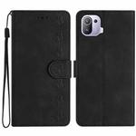 For Xiaomi Mi 11 Pro Seven Butterflies Embossed Leather Phone Case(Black)