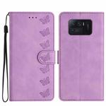 For Xiaomi Mi 11 Ultra Seven Butterflies Embossed Leather Phone Case(Purple)