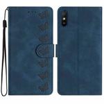 For Xiaomi Redmi 9A Seven Butterflies Embossed Leather Phone Case(Blue)