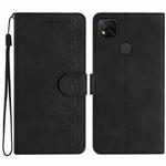 For Xiaomi Redmi 9C Seven Butterflies Embossed Leather Phone Case(Black)