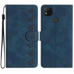 For Xiaomi Redmi 9C Seven Butterflies Embossed Leather Phone Case(Blue)