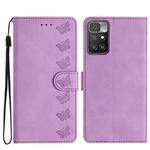 For Xiaomi Redmi 10 Seven Butterflies Embossed Leather Phone Case(Purple)