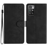 For Xiaomi Redmi 10 Seven Butterflies Embossed Leather Phone Case(Black)