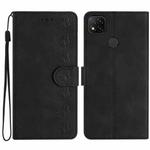 For Xiaomi Redmi 10A Seven Butterflies Embossed Leather Phone Case(Black)