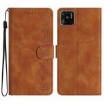 For Xiaomi Redmi 10C Seven Butterflies Embossed Leather Phone Case(Brown)