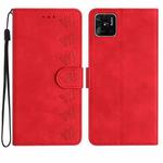 For Xiaomi Redmi 10C Seven Butterflies Embossed Leather Phone Case(Red)