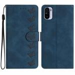 For Xiaomi Redmi K40 Seven Butterflies Embossed Leather Phone Case(Blue)