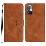 For Xiaomi Redmi Note 10 5G Seven Butterflies Embossed Leather Phone Case(Brown)