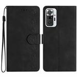 For Xiaomi Redmi Note 10 Pro Seven Butterflies Embossed Leather Phone Case(Black)