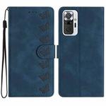 For Xiaomi Redmi Note 10 Pro Seven Butterflies Embossed Leather Phone Case(Blue)