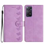 For Xiaomi Redmi Note 11 Pro 5G Global Seven Butterflies Embossed Leather Phone Case(Purple)