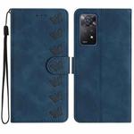 For Xiaomi Redmi Note 11 Pro 5G Global Seven Butterflies Embossed Leather Phone Case(Blue)