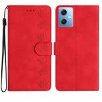 For Xiaomi Redmi Note 12 5G Global Seven Butterflies Embossed Leather Phone Case(Red)